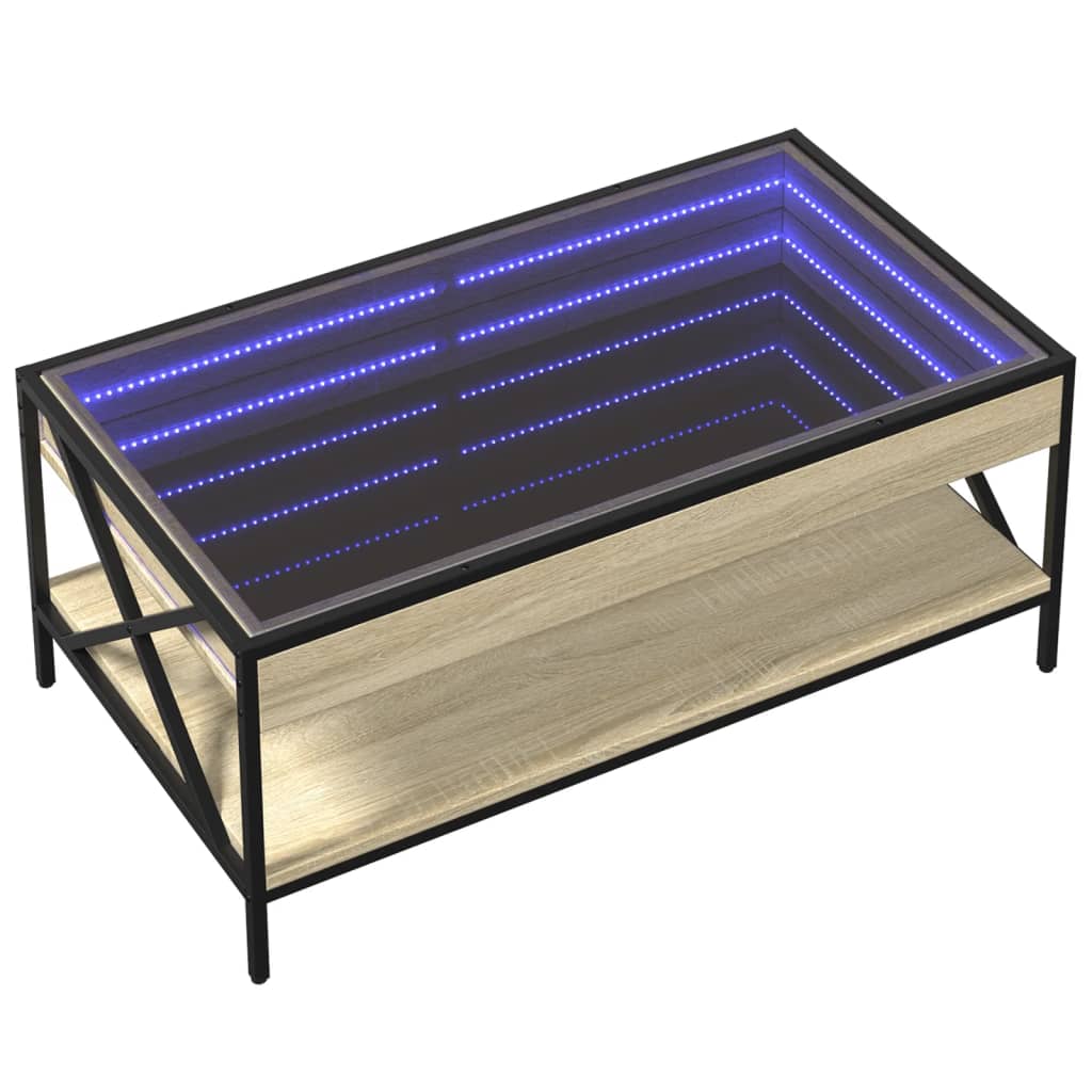 Table basse avec LED infini chêne sonoma 90x50x38 cm Tables basses vidaXL   