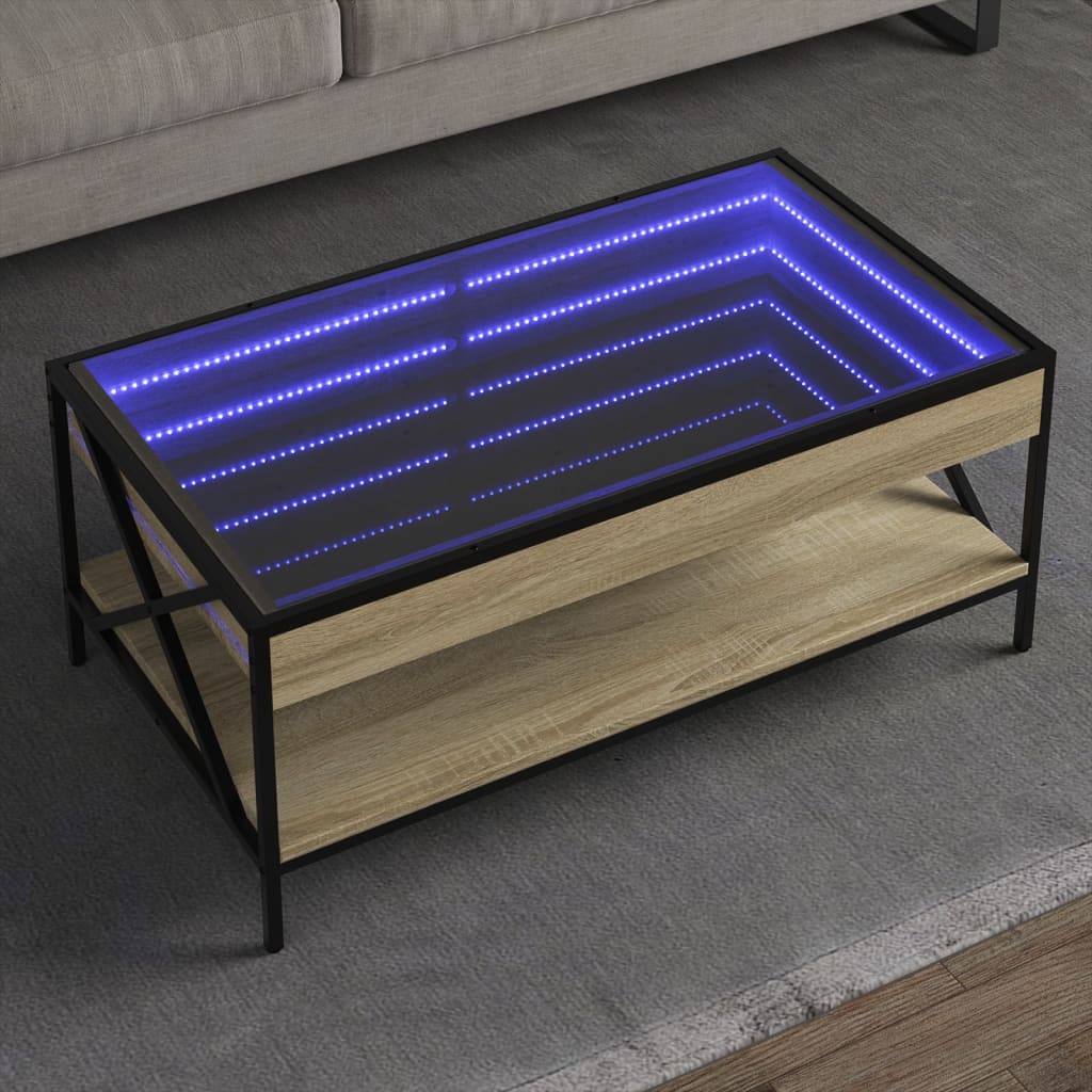 Table basse avec LED infini chêne sonoma 90x50x38 cm Tables basses vidaXL   