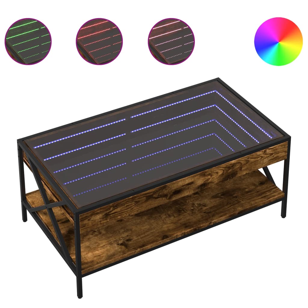 Table basse avec LED Infinity chêne fumé 90x50x38 cm Tables basses vidaXL   