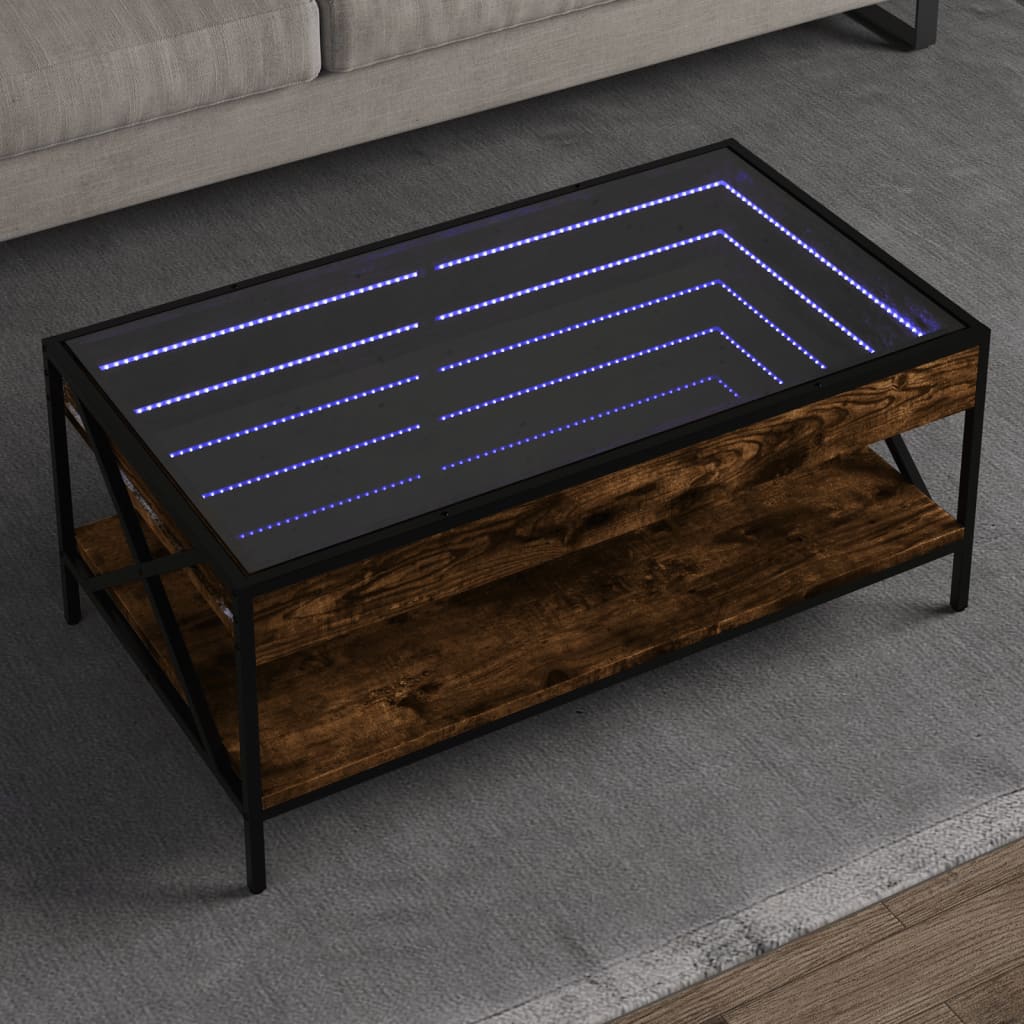 Table basse avec LED Infinity chêne fumé 90x50x38 cm Tables basses vidaXL   