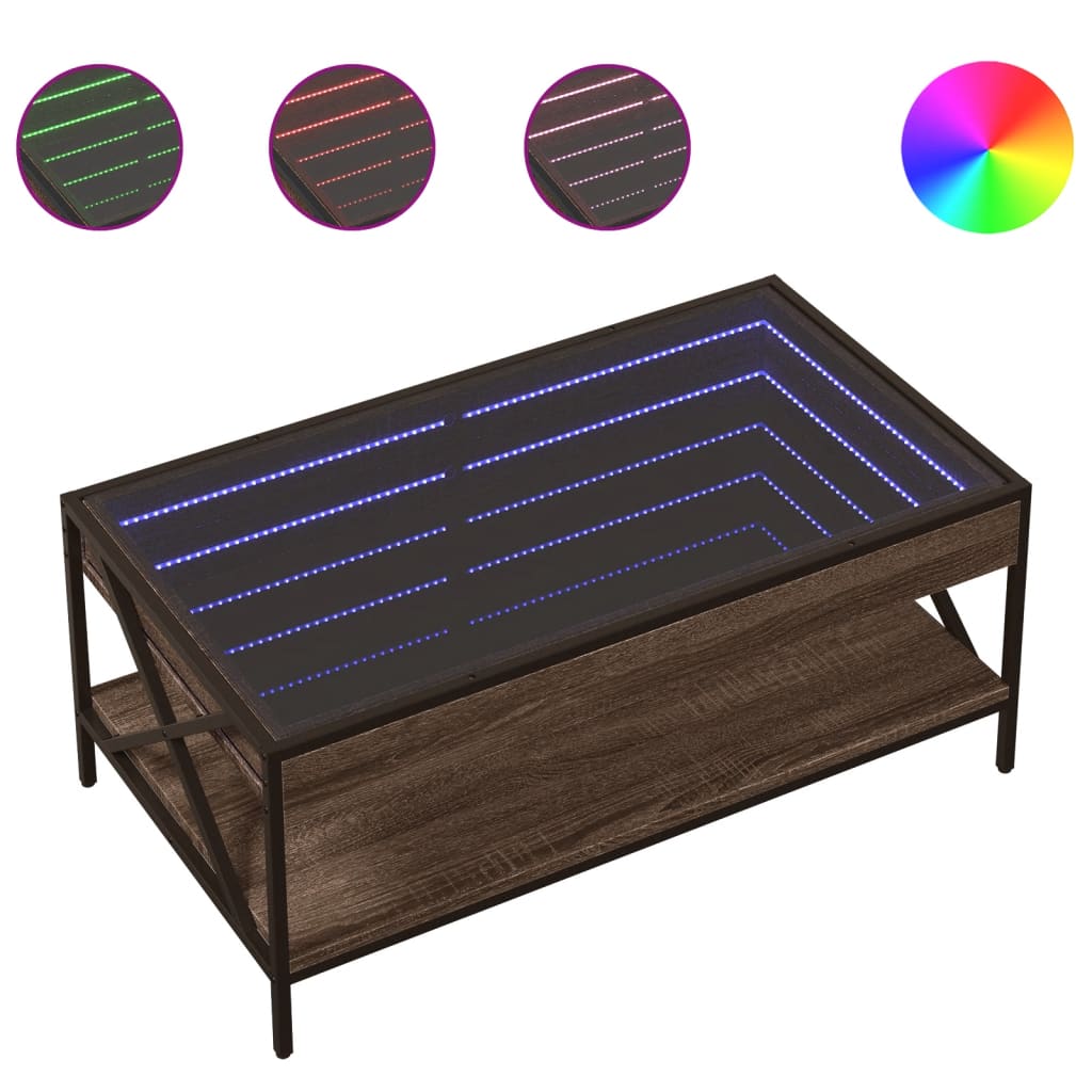 Table basse avec LED Infinity chêne marron 90x50x38 cm Tables basses vidaXL   