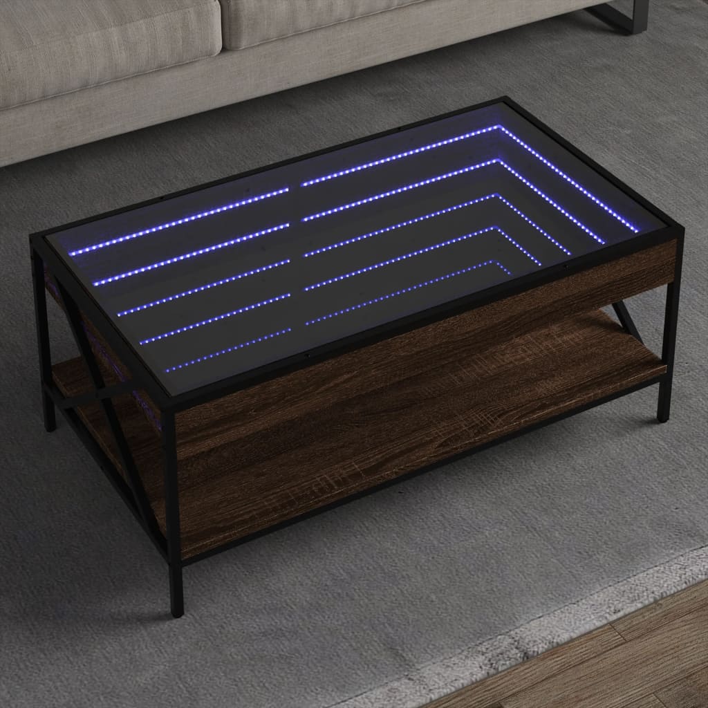 Table basse avec LED Infinity chêne marron 90x50x38 cm Tables basses vidaXL   