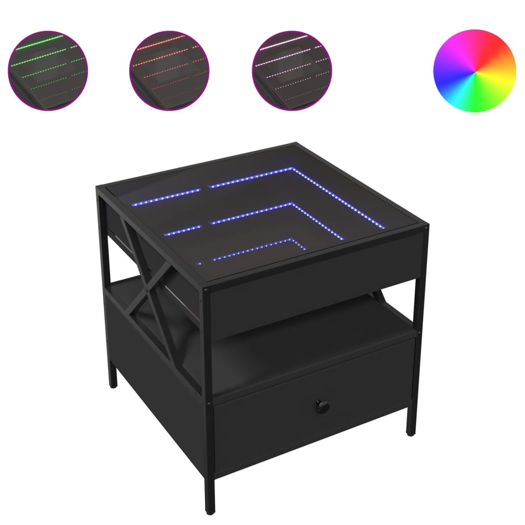 Table basse avec LED Infinity noir 50x50x51 cm Tables basses vidaXL   