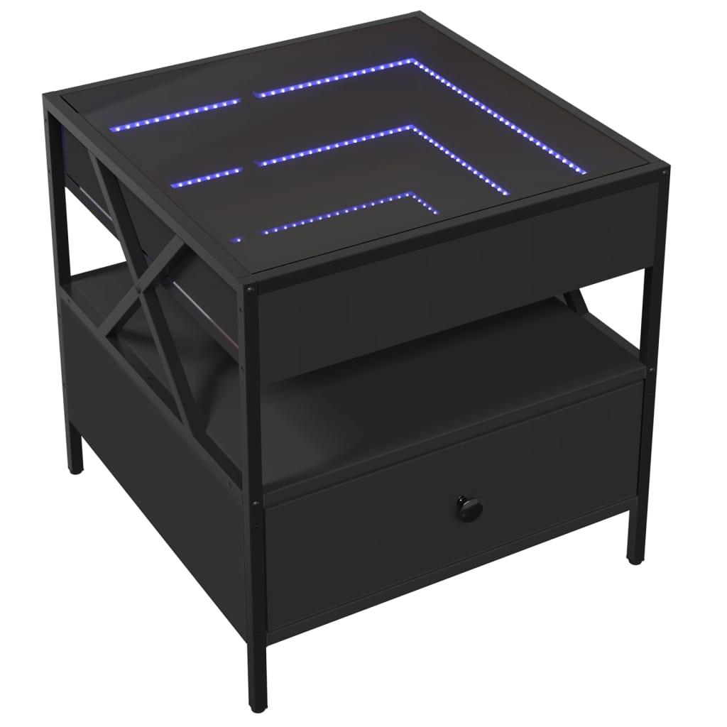 Table basse avec LED Infinity noir 50x50x51 cm Tables basses vidaXL   