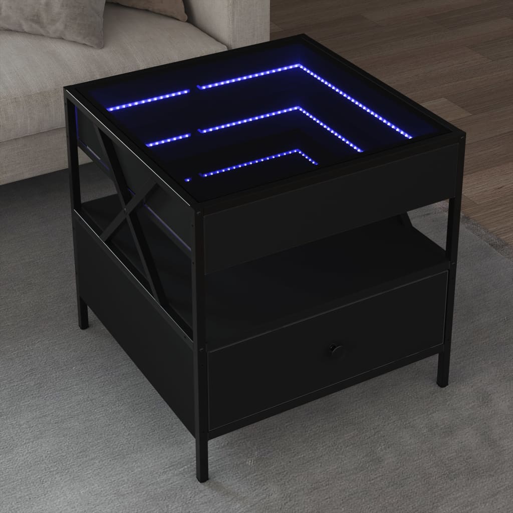 Table basse avec LED Infinity noir 50x50x51 cm Tables basses vidaXL   