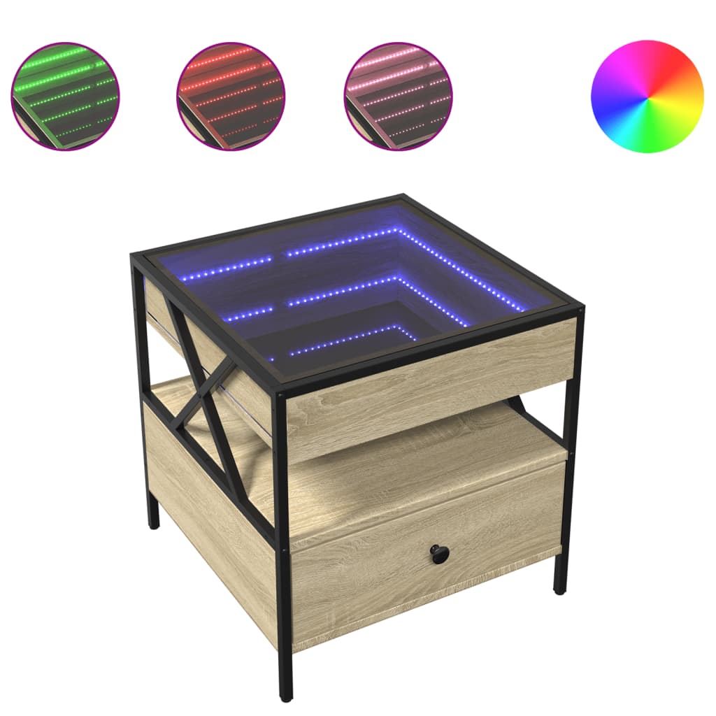 Table basse avec LED Infinity chêne sonoma 50x50x51 cm Tables basses vidaXL   