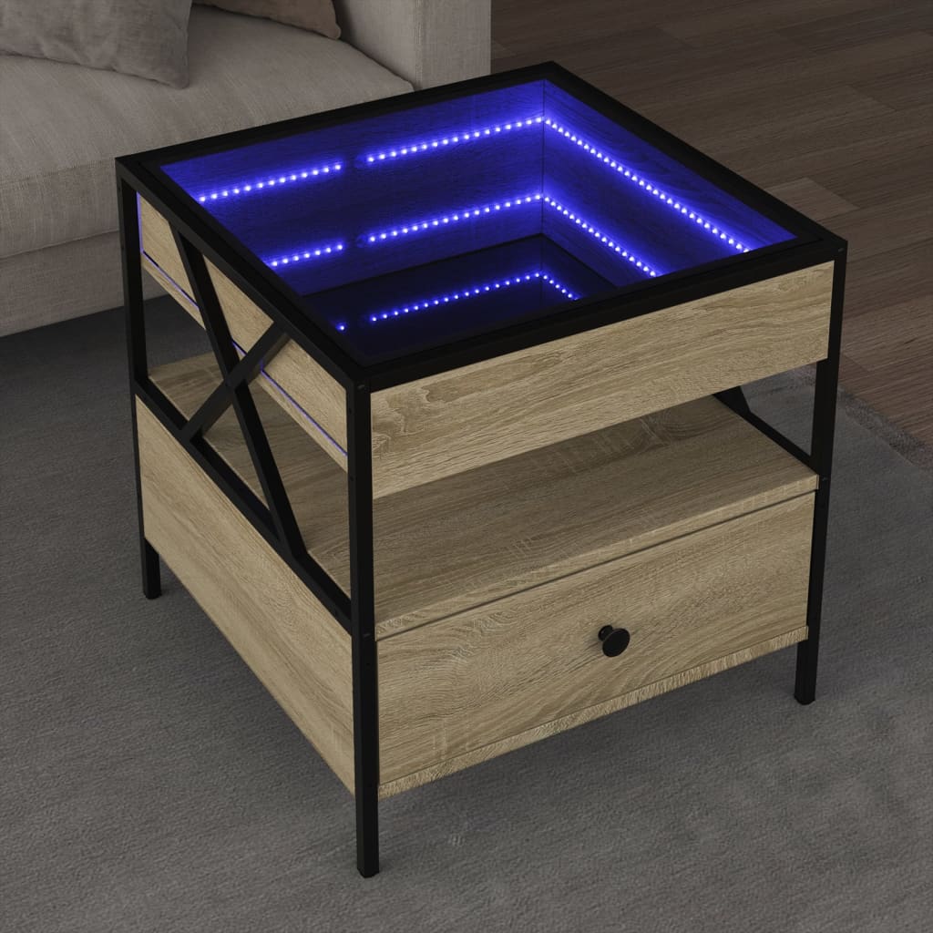 Table basse avec LED Infinity chêne sonoma 50x50x51 cm Tables basses vidaXL   