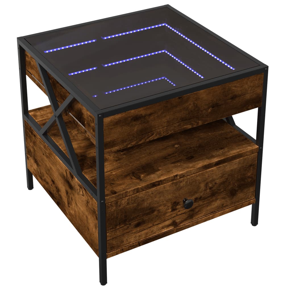 Table basse avec LED Infinity chêne fumé 50x50x51 cm Tables basses vidaXL   