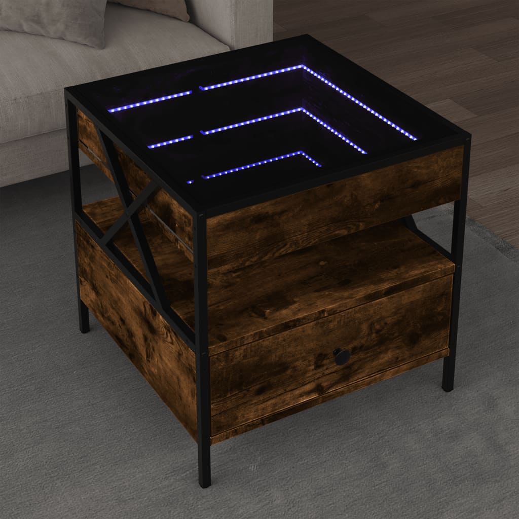 Table basse avec LED Infinity chêne fumé 50x50x51 cm Tables basses vidaXL   