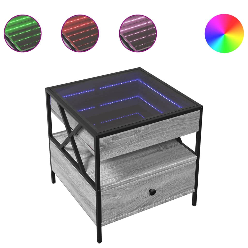 Table basse avec LED Infinity sonoma gris 50x50x51 cm Tables basses vidaXL   