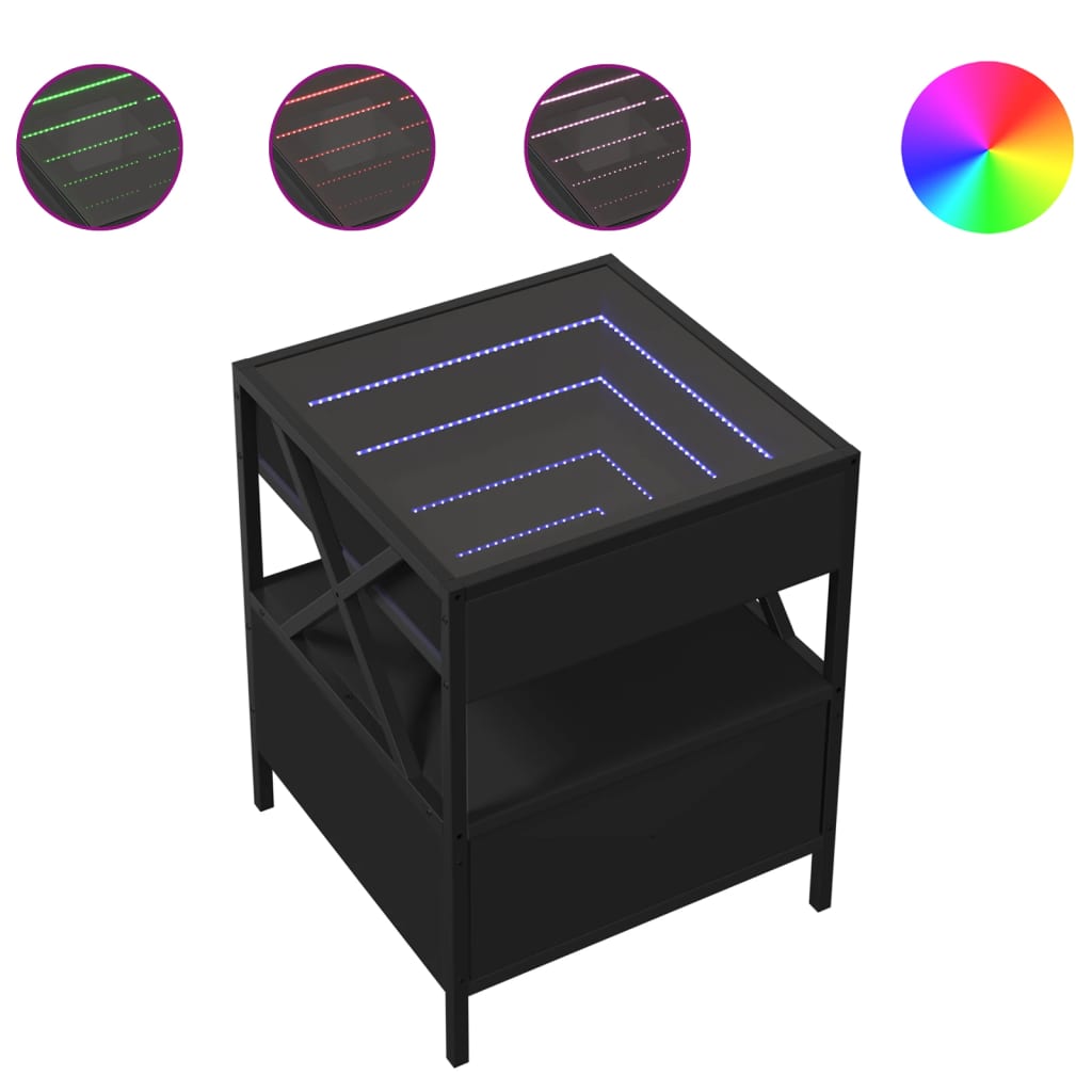 Table basse avec LED Infinity noir 40x40x51 cm Tables basses vidaXL   