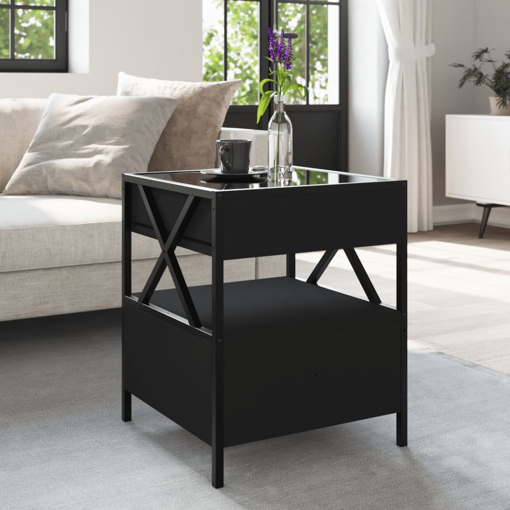 Table basse avec LED Infinity noir 40x40x51 cm Tables basses vidaXL   