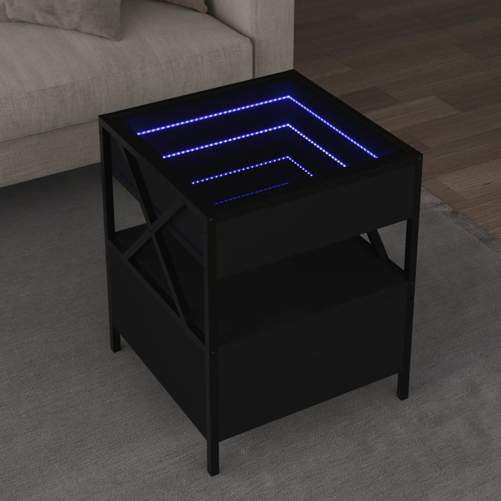 Table basse avec LED Infinity noir 40x40x51 cm Tables basses vidaXL   