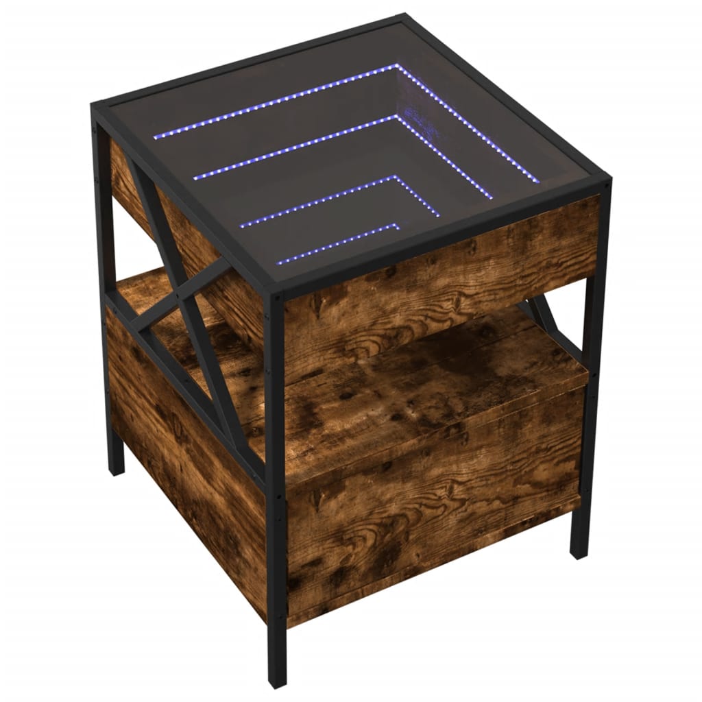 Table basse avec LED Infinity chêne fumé 40x40x51 cm Tables basses vidaXL   