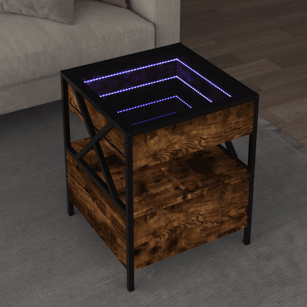 Table basse avec LED Infinity chêne fumé 40x40x51 cm Tables basses vidaXL   