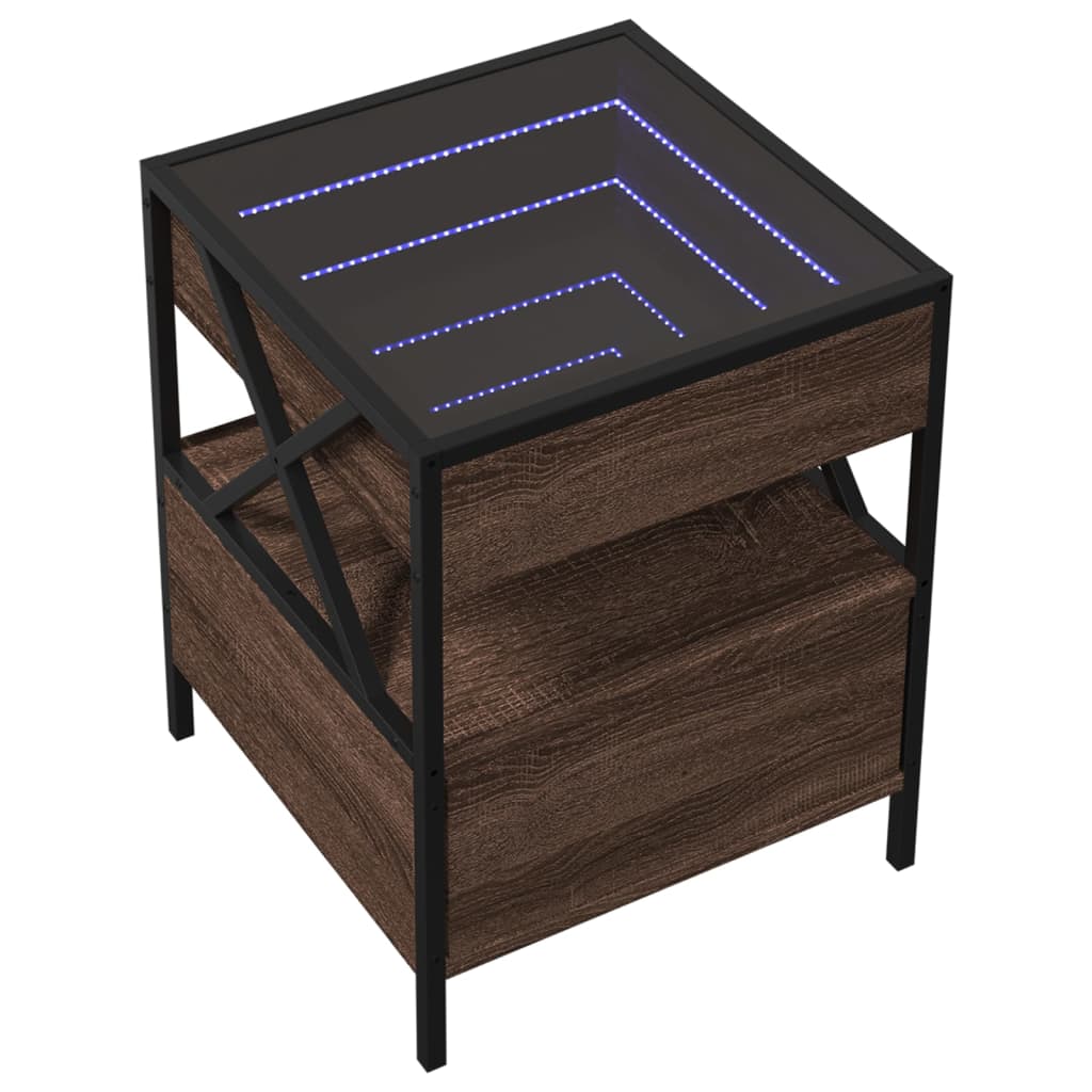 Table basse avec LED Infinity chêne marron 40x40x51 cm Tables basses vidaXL   