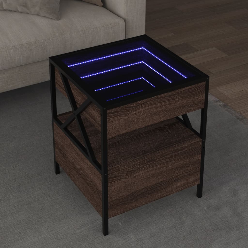 Table basse avec LED Infinity chêne marron 40x40x51 cm Tables basses vidaXL   