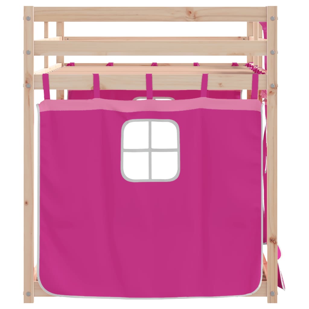 Lit superposé avec rideaux rose 80x200 cm bois pin massif Lits & cadres de lit vidaXL   