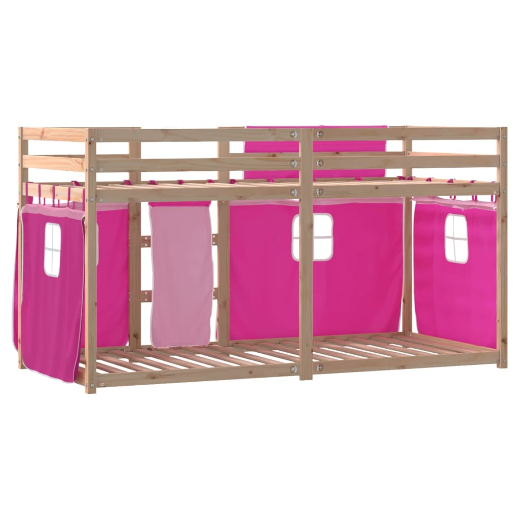 Lit superposé avec rideaux rose 80x200 cm bois pin massif Lits & cadres de lit vidaXL   