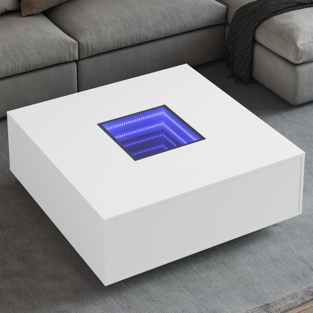 Table basse avec LED infini blanc 100x100x40 cm Tables basses vidaXL   