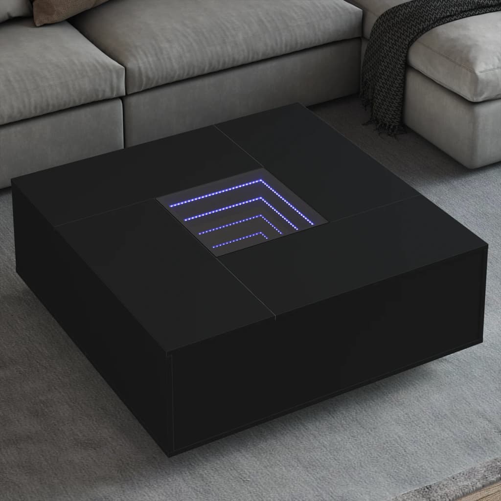 Table basse avec LED infini noir 100x100x40 cm Tables basses vidaXL   