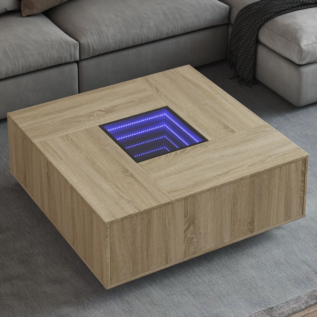 Table basse avec LED infini chêne sonoma 100x100x40 cm Tables basses vidaXL   