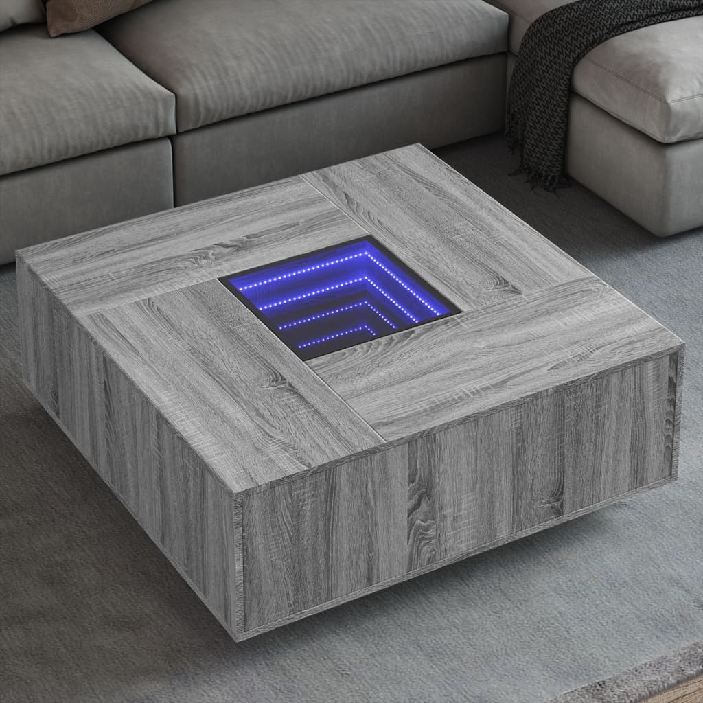 Table basse avec LED infini sonoma gris 100x100x40 cm Tables basses vidaXL   