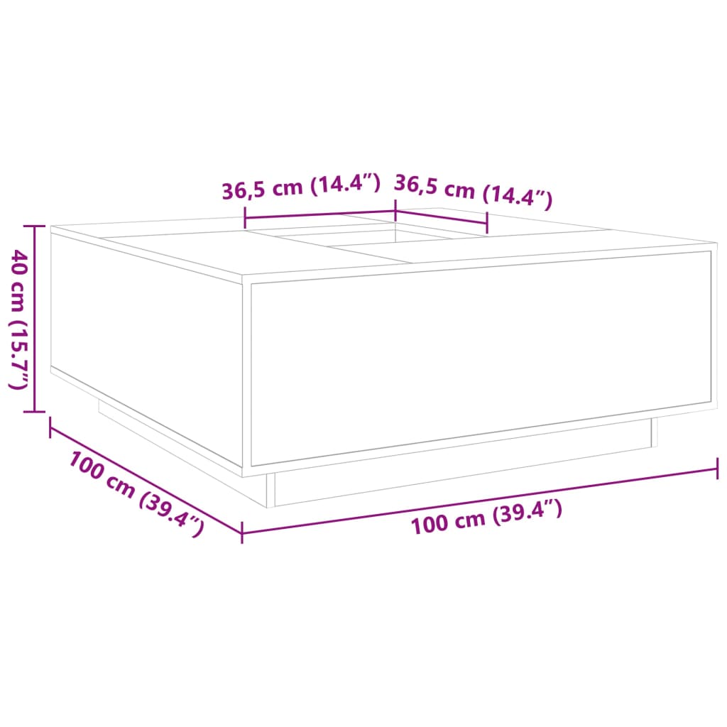 Table basse blanc 100x100x40 cm bois d'ingénierie Tables basses vidaXL   