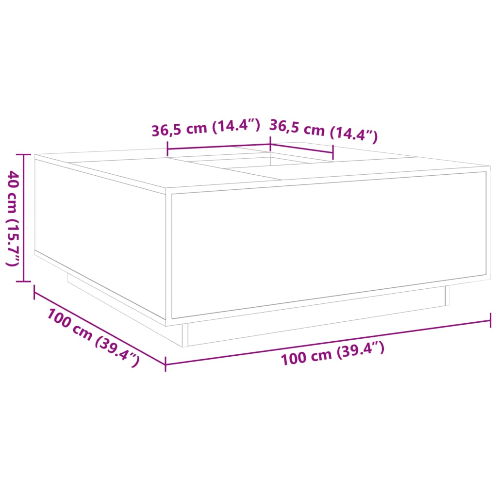 Table basse chêne sonoma 100x100x40 cm bois d'ingénierie Tables basses vidaXL   