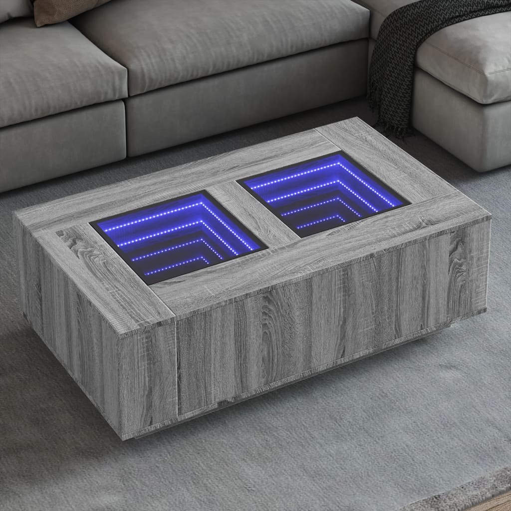 Table basse avec LED infini sonoma gris 116x69x40 cm Tables basses vidaXL   