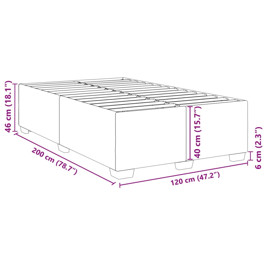 Cadre de lit Crème 120 x 200 cm Tissu Lits & cadres de lit vidaXL   