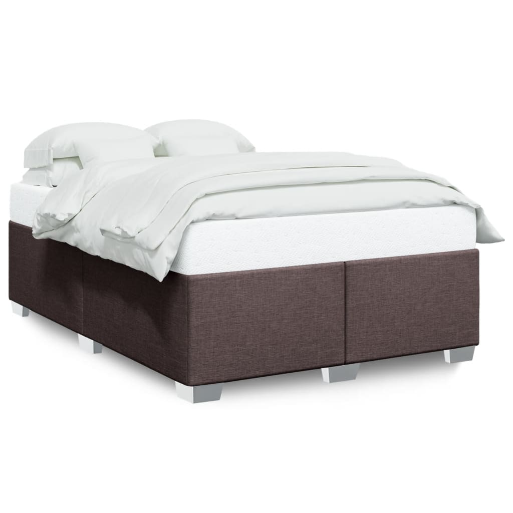 Cadre de lit Marron foncé 140x190 cm Tissu Lits & cadres de lit vidaXL   