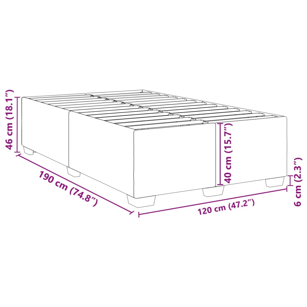 Cadre de lit gris 120x190 cm similicuir Lits & cadres de lit vidaXL   