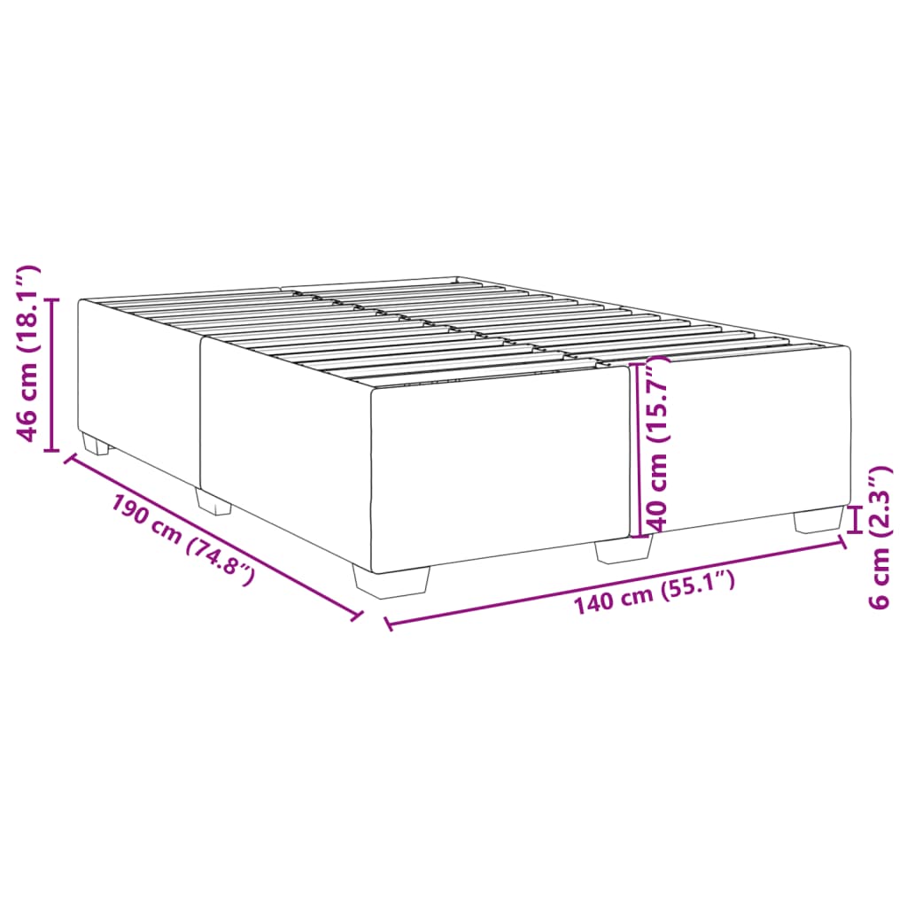 Cadre de lit Blanc 140x190 cm Similicuir Lits & cadres de lit vidaXL   