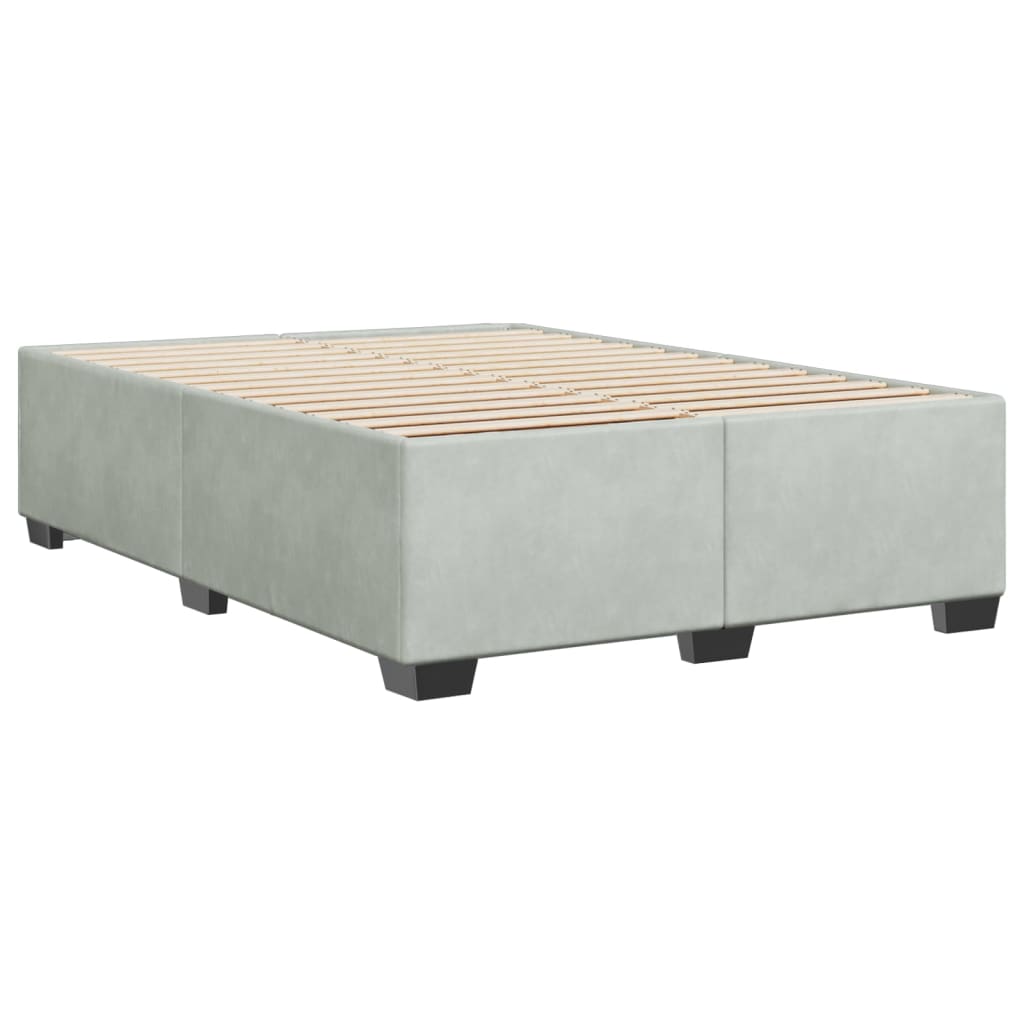 Cadre de lit Gris clair 140x190 cm Velours Lits & cadres de lit vidaXL   