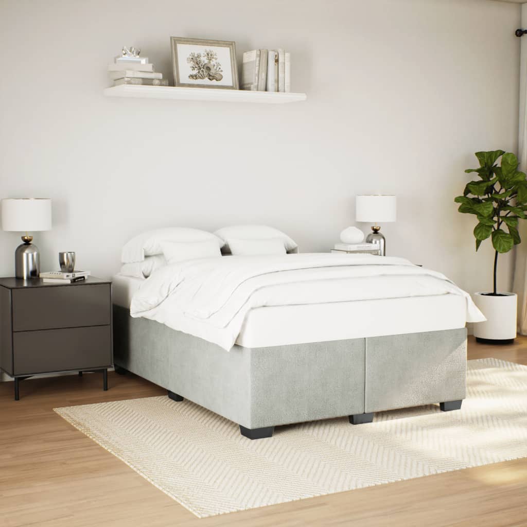 Cadre de lit Gris clair 140x190 cm Velours Lits & cadres de lit vidaXL   