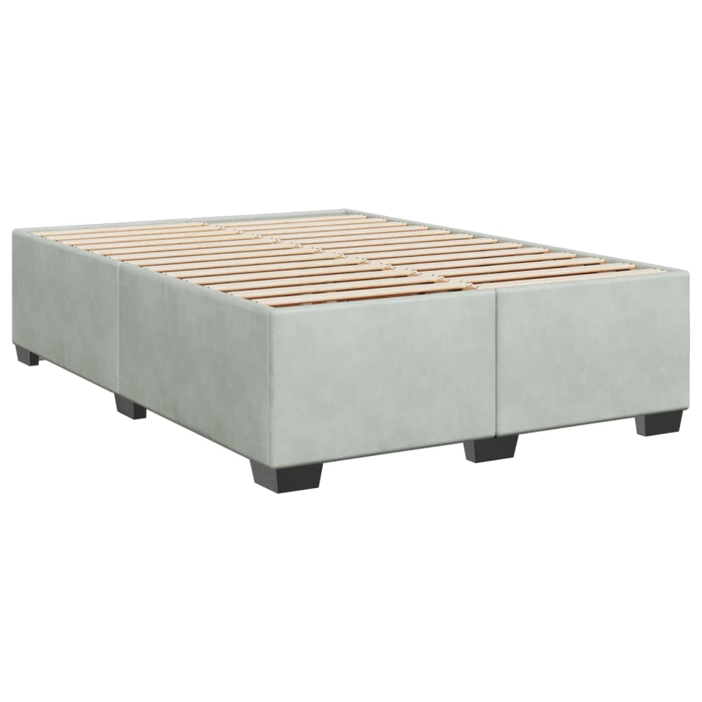 Cadre de lit Gris clair 140x190 cm Velours Lits & cadres de lit vidaXL   