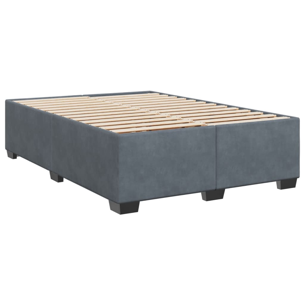 Cadre de lit Gris foncé 140x190 cm Velours Lits & cadres de lit vidaXL   