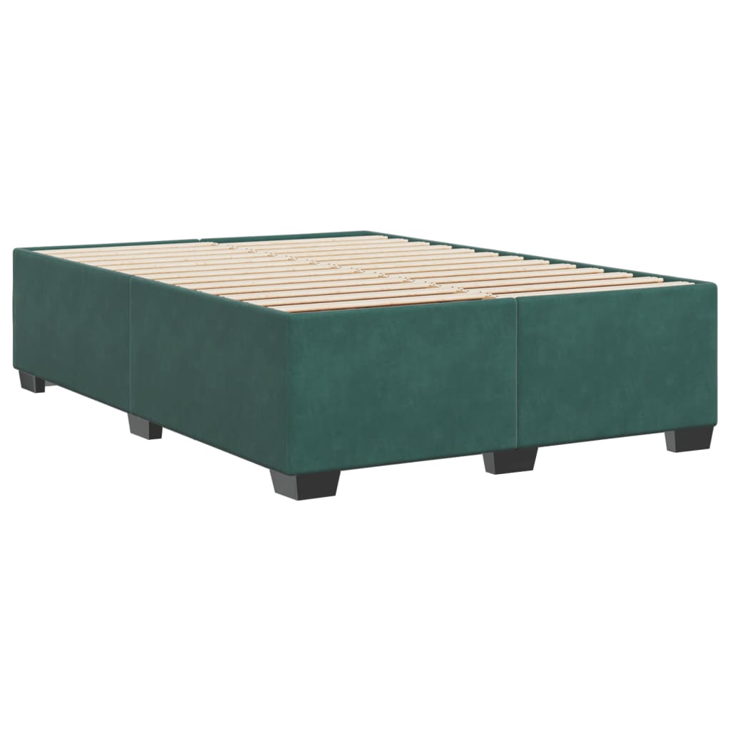 Cadre de lit Vert foncé 140x190 cm Velours Lits & cadres de lit vidaXL   