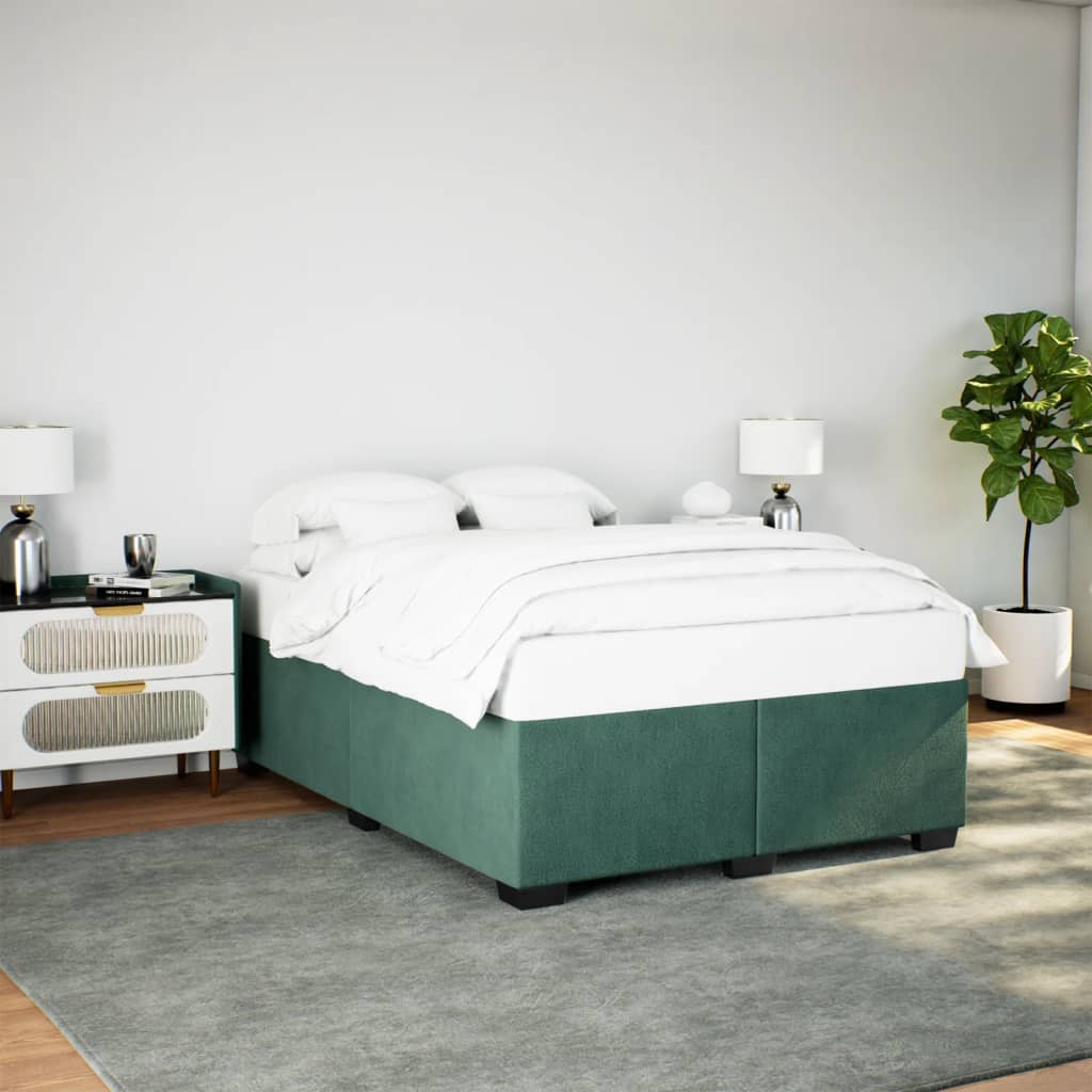 Cadre de lit Vert foncé 140x190 cm Velours Lits & cadres de lit vidaXL   