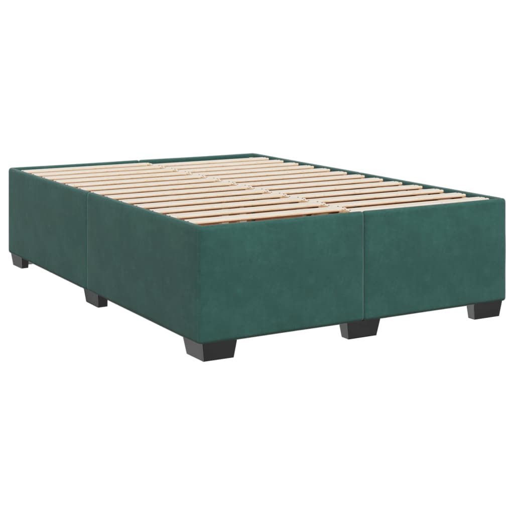 Cadre de lit Vert foncé 140x190 cm Velours Lits & cadres de lit vidaXL   