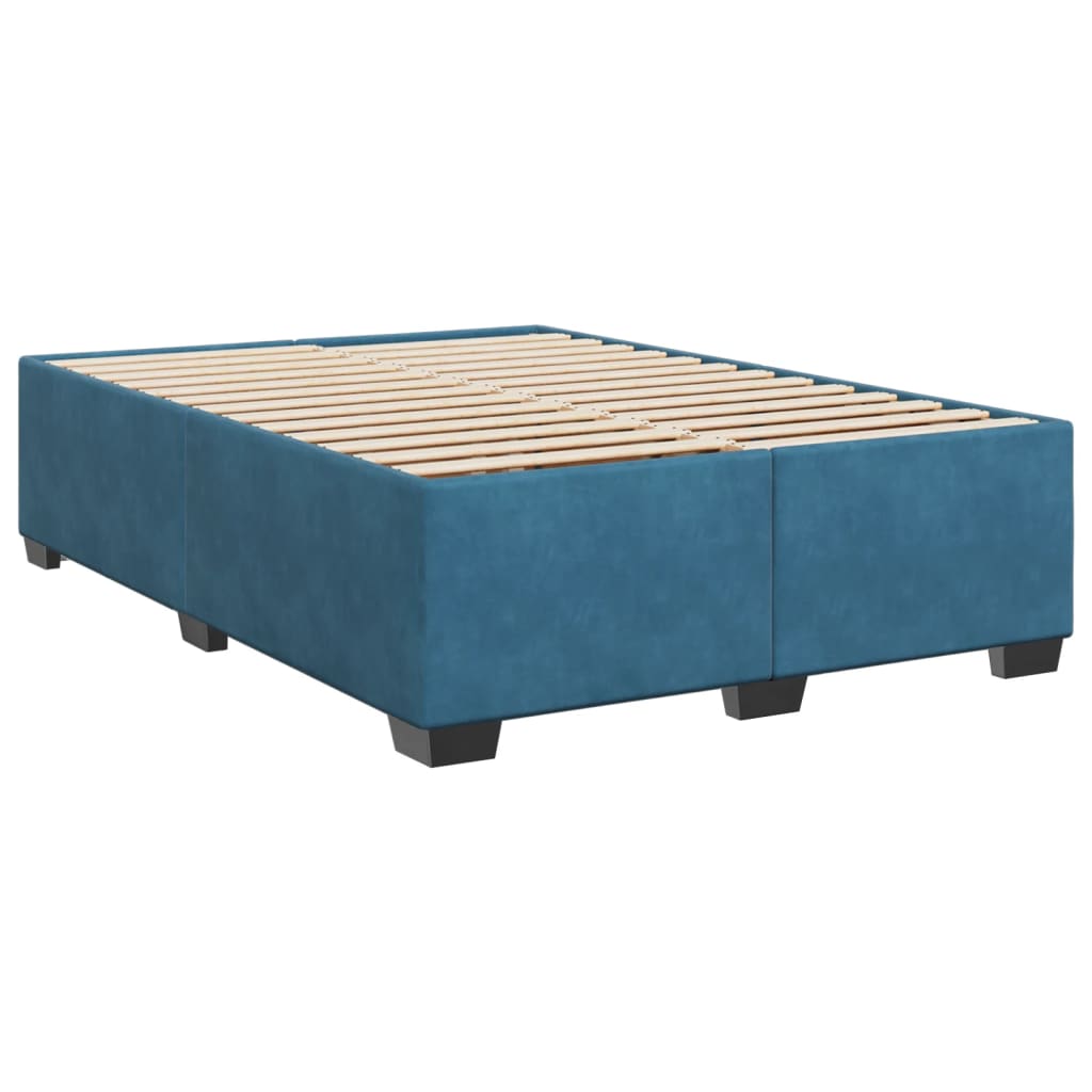 Cadre de lit bleu 140x190 cm velours Lits & cadres de lit vidaXL   