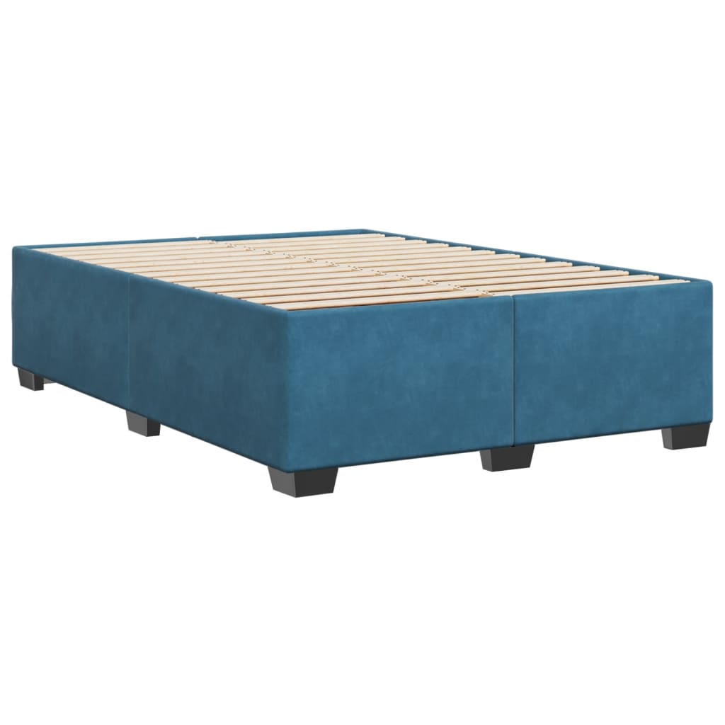 Cadre de lit bleu 140x190 cm velours Lits & cadres de lit vidaXL   