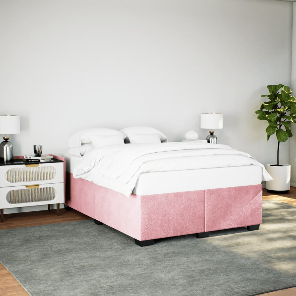 Cadre de lit Rose 140x190 cm Velours Lits & cadres de lit vidaXL   