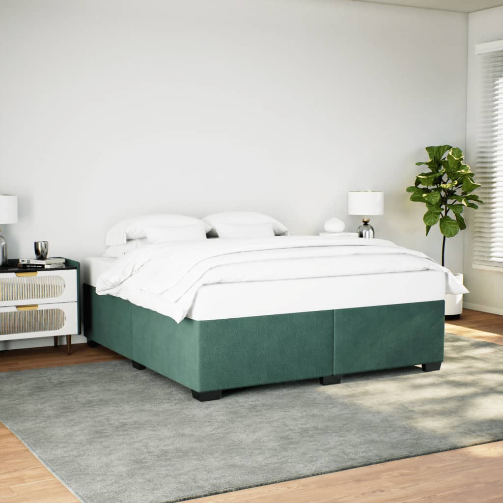 Cadre de lit Vert foncé 180x200 cm Velours Lits & cadres de lit vidaXL   