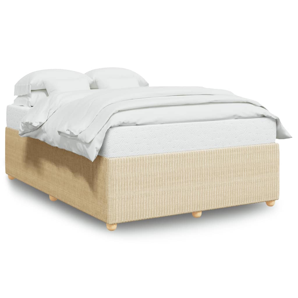 Cadre de lit sans matelas crème 140x200 cm tissu Lits & cadres de lit vidaXL   