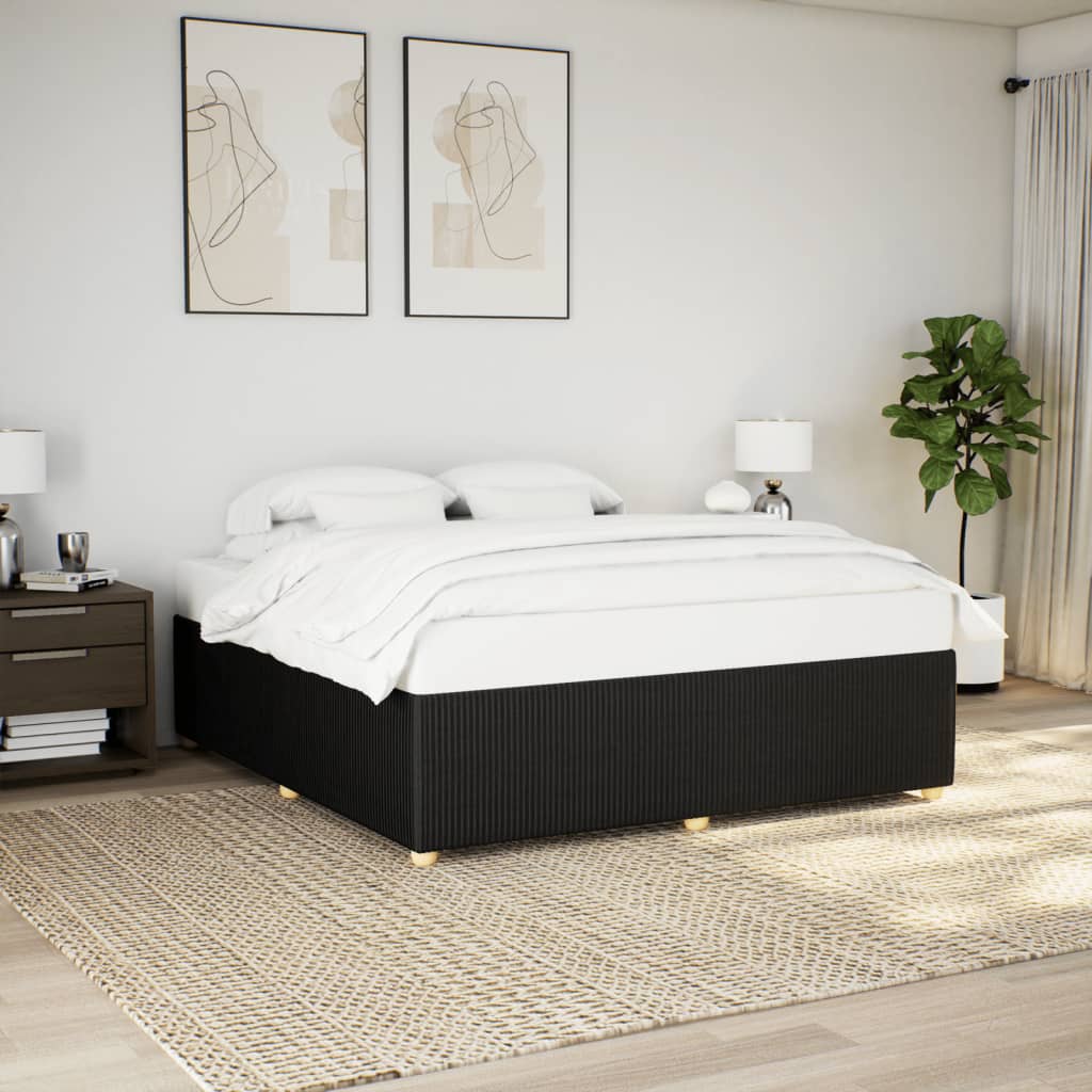 Cadre de lit sans matelas noir 180x200 cm tissu Lits & cadres de lit vidaXL   