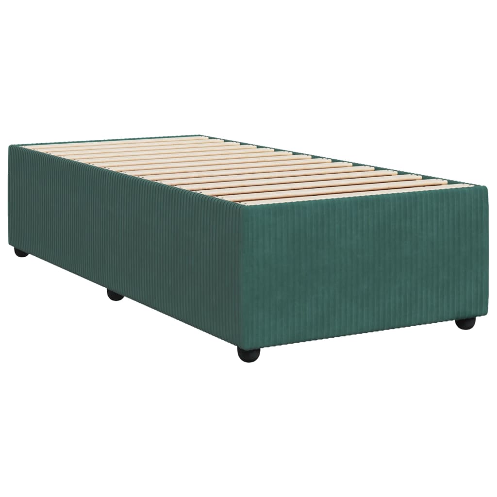 Cadre de lit Vert foncé 100x200 cm Velours Lits & cadres de lit vidaXL   