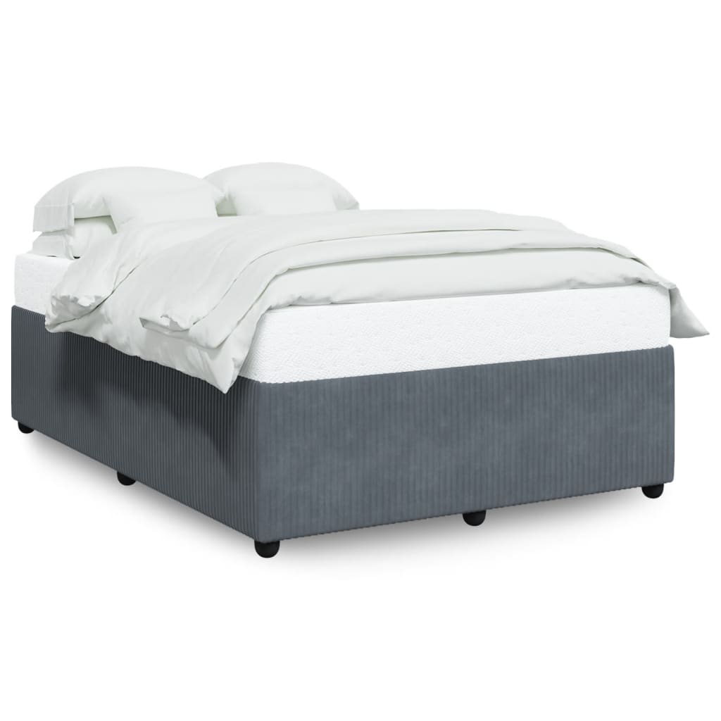 Cadre de lit Gris foncé 140x190 cm Velours Lits & cadres de lit vidaXL   