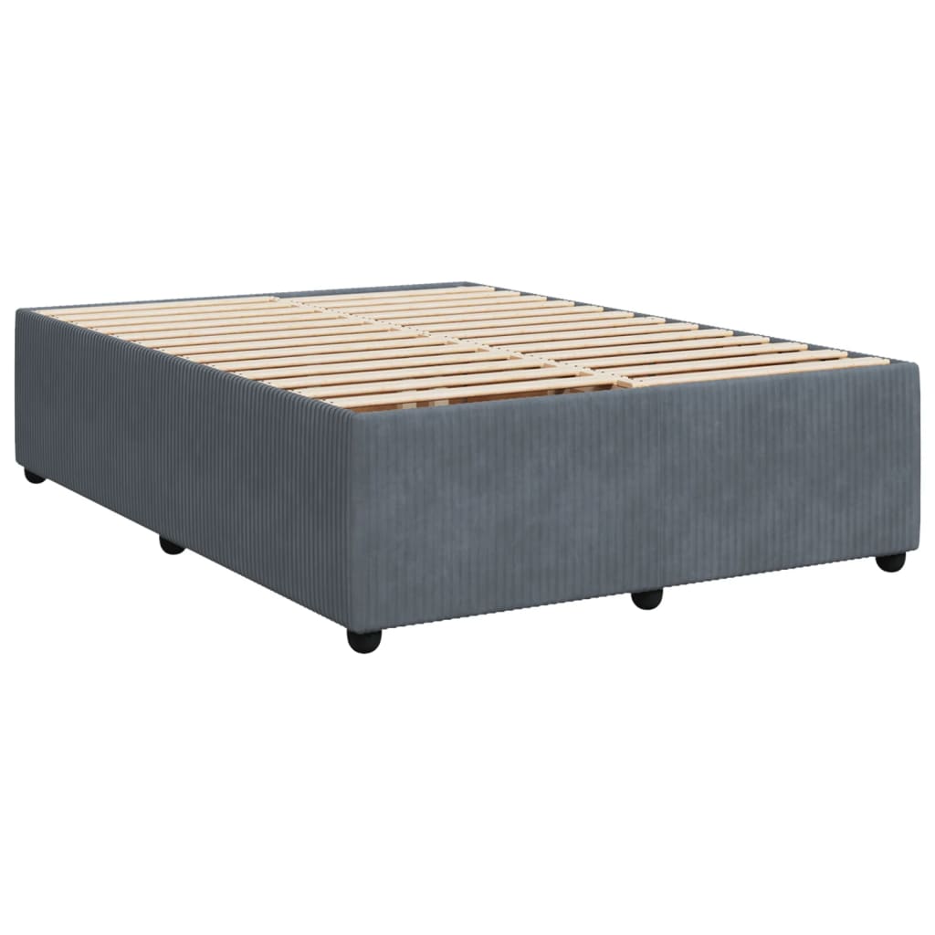 Cadre de lit Gris foncé 140x190 cm Velours Lits & cadres de lit vidaXL   